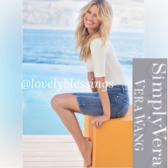 Simply Vera Wang Boyfriend Short Jean Shorts - Picture 1 of 16